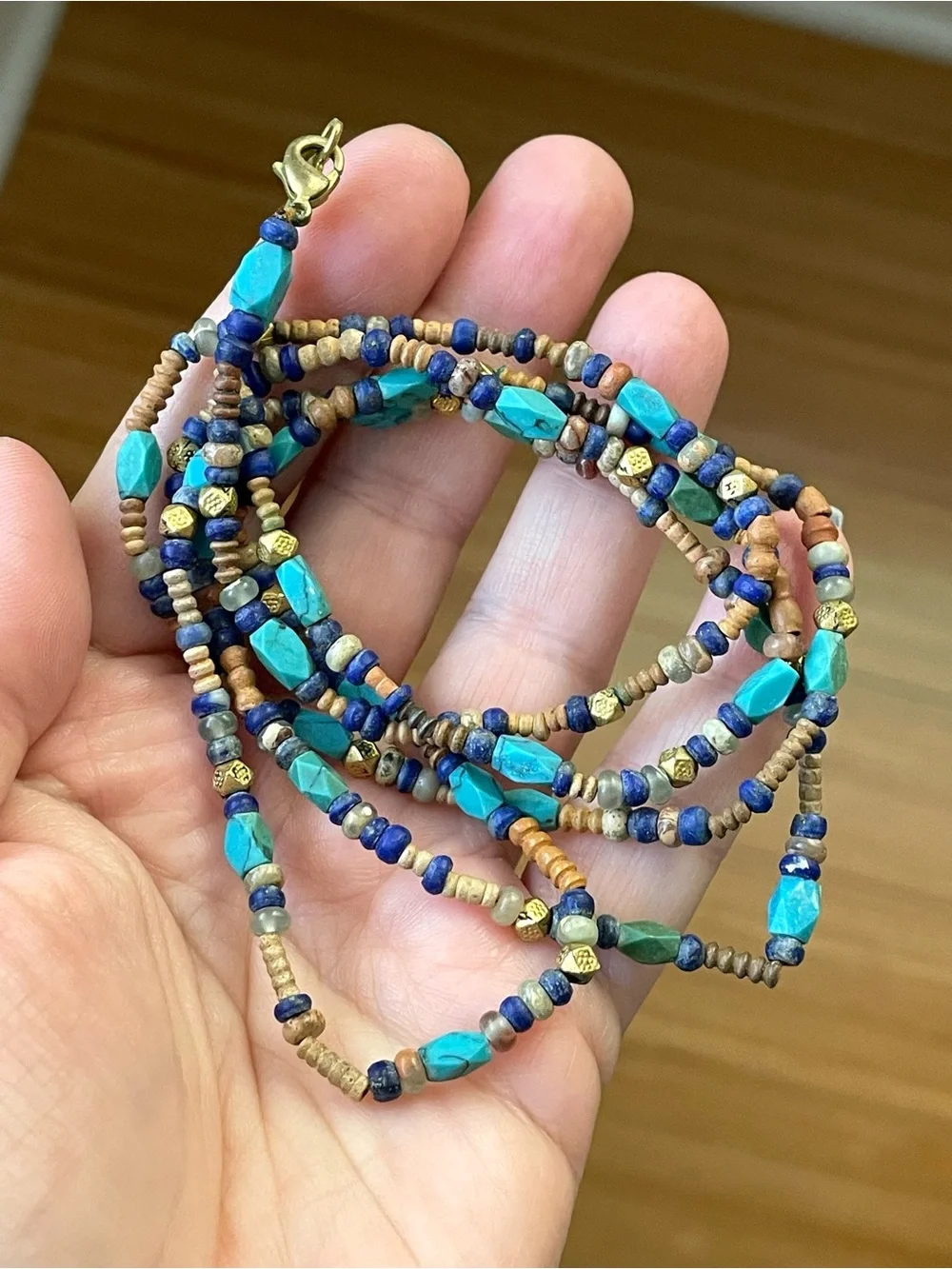 Chan Luu boho mixed beaded necklace faux turquoise - Picture 11 of 12